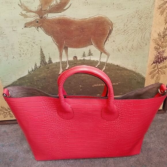 ITALIAN DESIGNER BAG!!! GENUINE LEATHER!!! ORANGE!!! - Picture 1 of 3